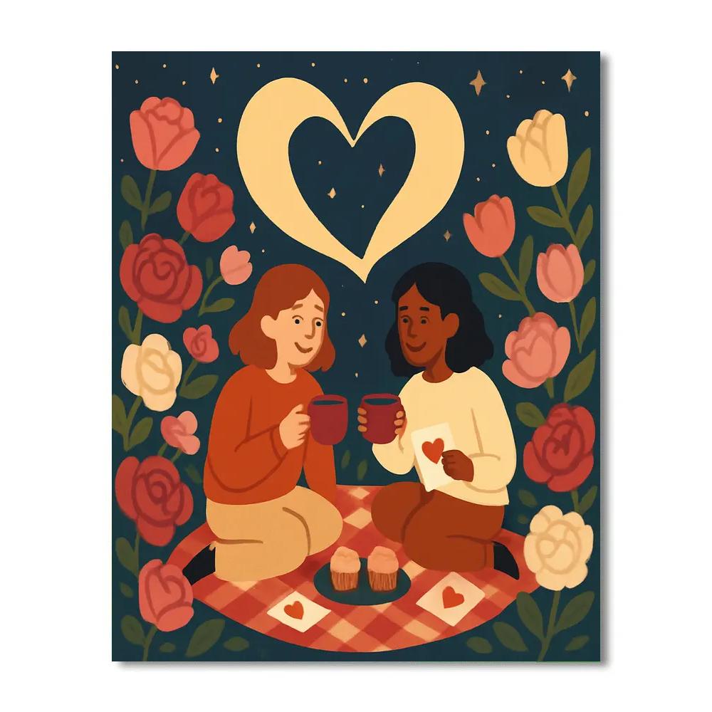 Moonlit Garden Picnic Valentines Day Edition DIY paint by numbers