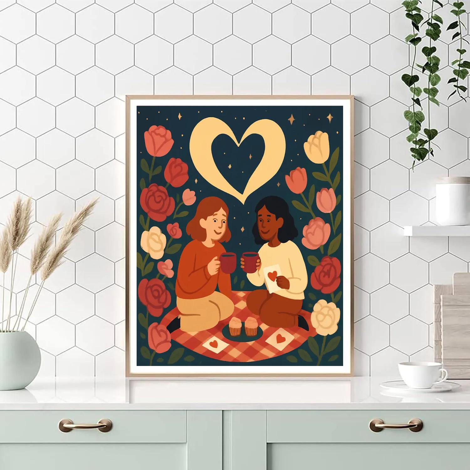 Moonlit Garden Picnic Valentines Day Edition DIY paint by numbers
