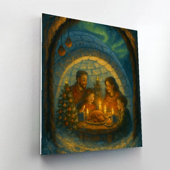Candlelit Igloo Feast Under The Northern Lights paint by number