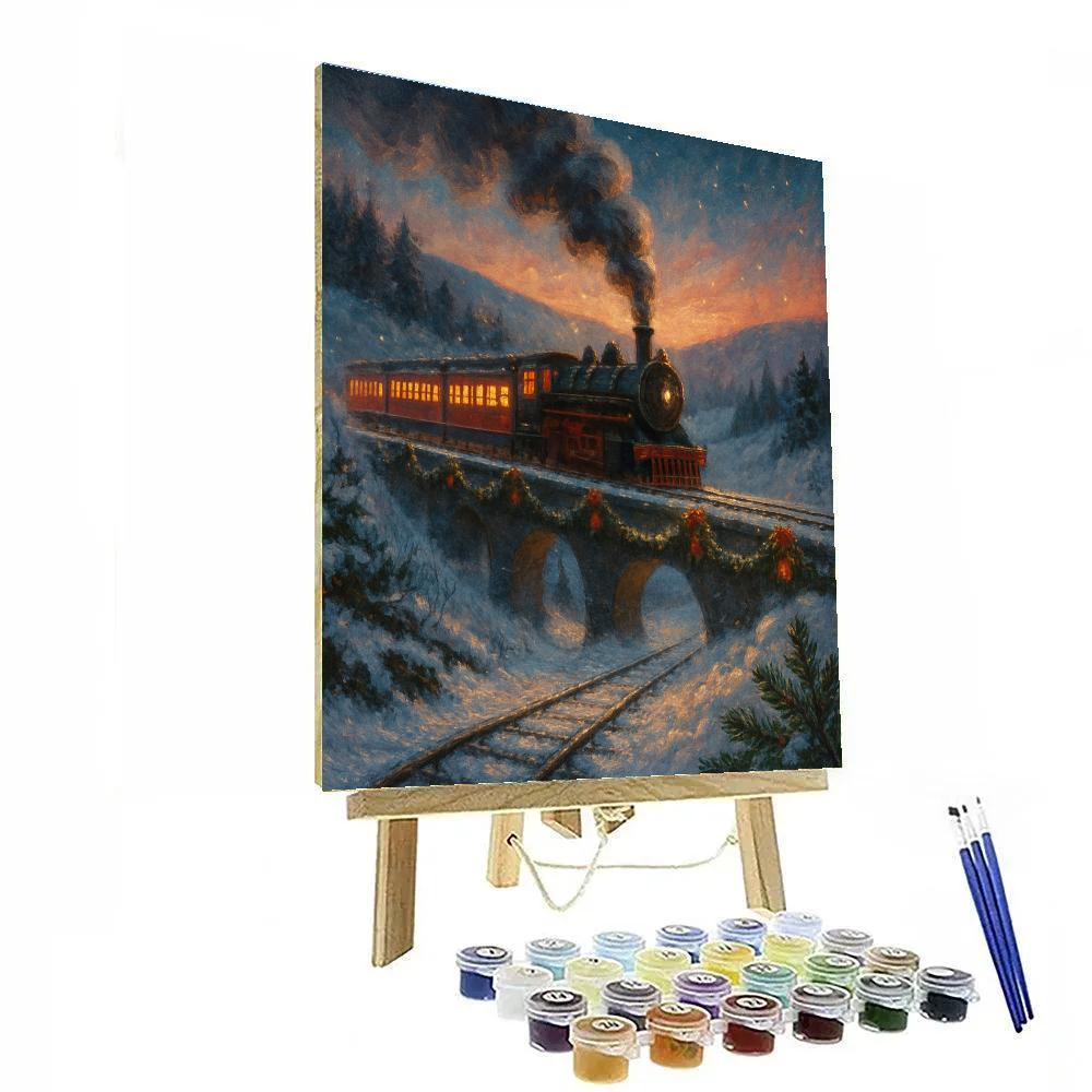 The Winter Train With Gift Car Lights paint by numbers