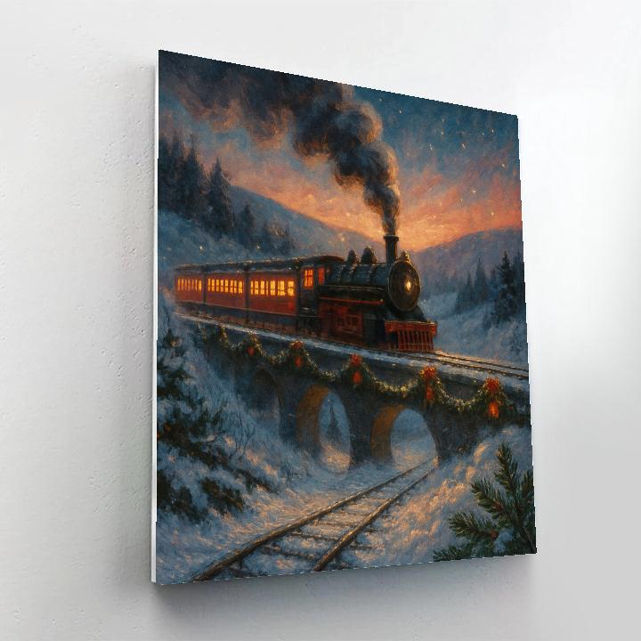 The Winter Train With Gift Car Lights paint by numbers