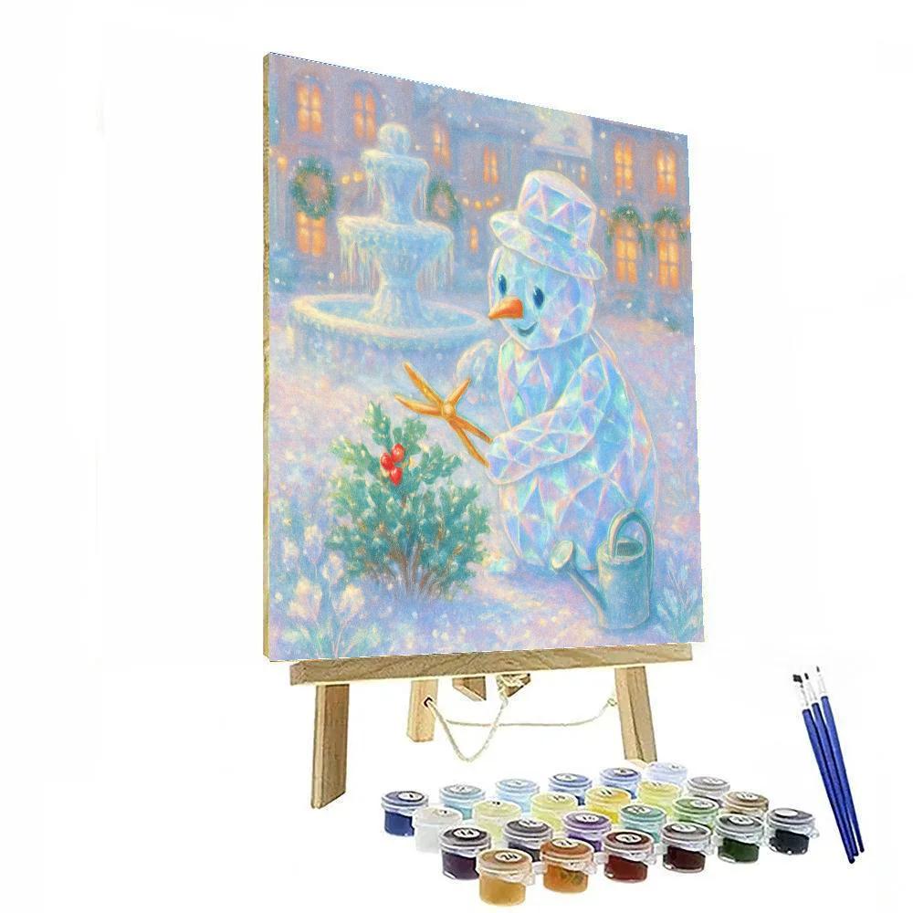 Crystal Snowman Gardener In The Courtyard paint by numbers