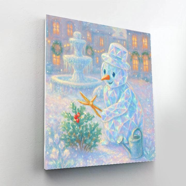 Crystal Snowman Gardener In The Courtyard paint by numbers