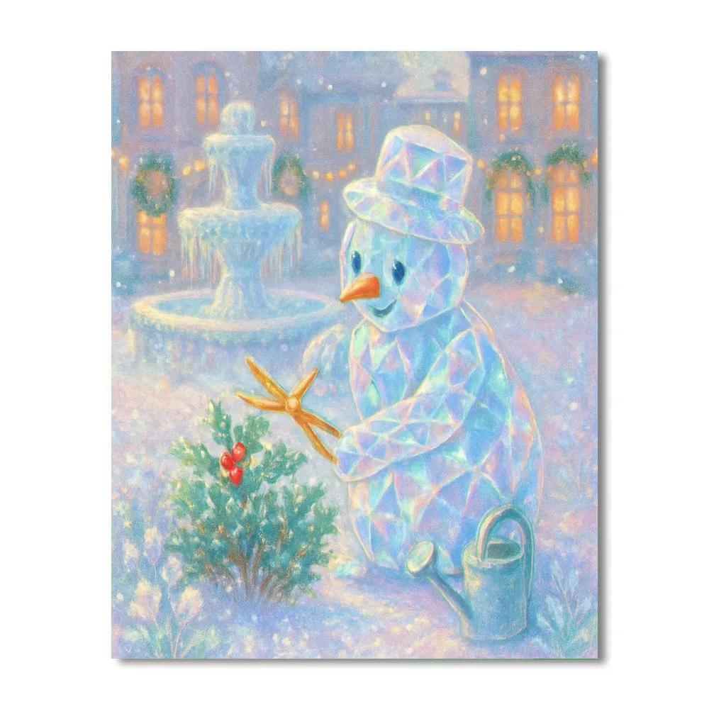 Crystal Snowman Gardener In The Courtyard paint by numbers