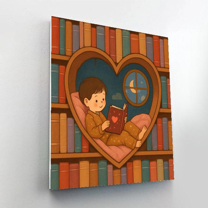 Heart Shaped Library Nook Valentines Day Reading Numbered painting kits