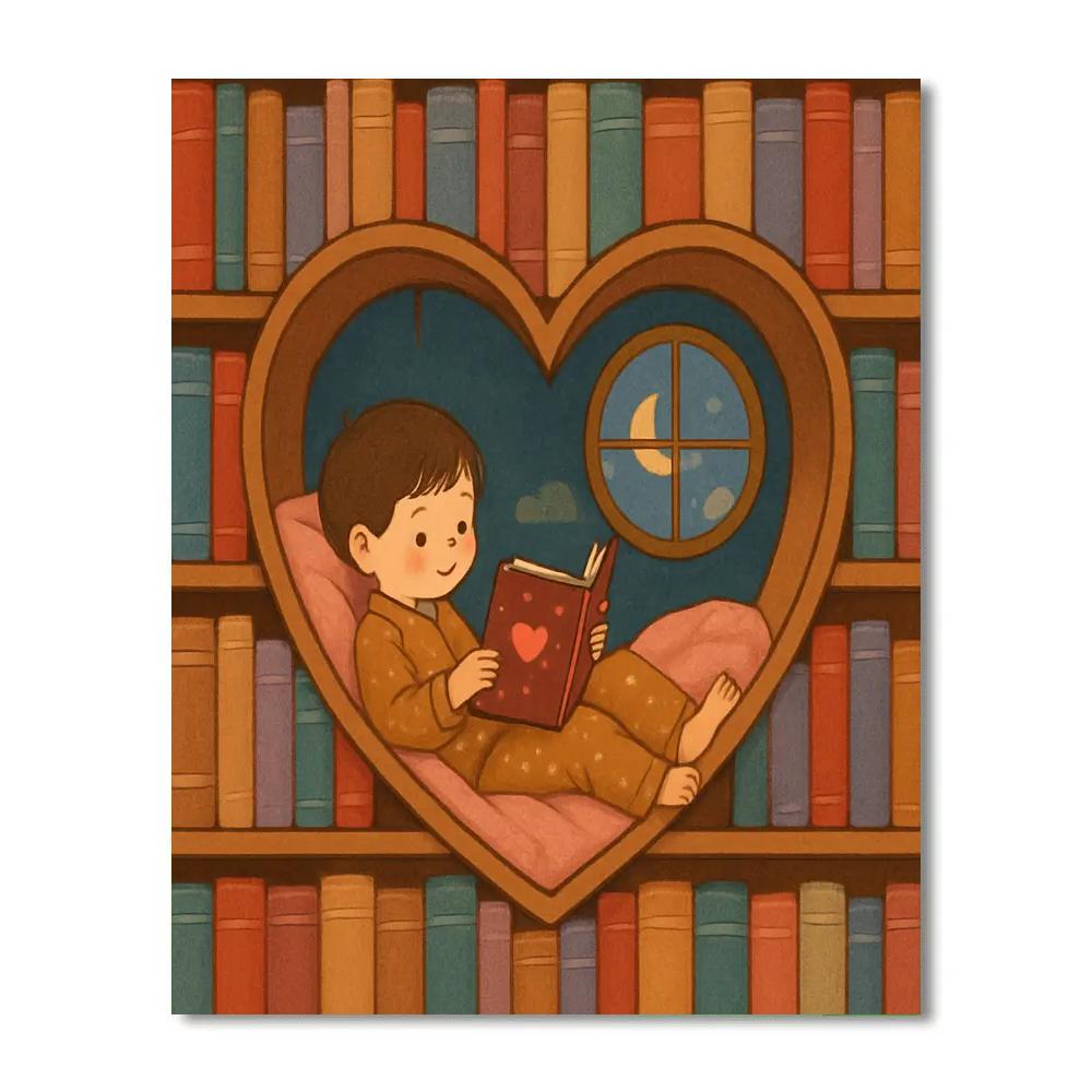 Heart Shaped Library Nook Valentines Day Reading Numbered painting kits