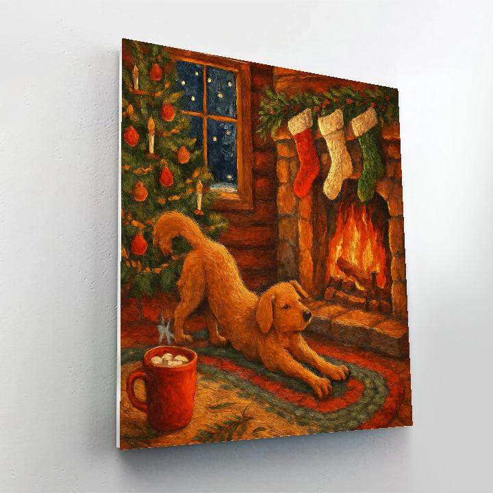 Hearthside Stockings In The Forest Cabin Paint by numbers art