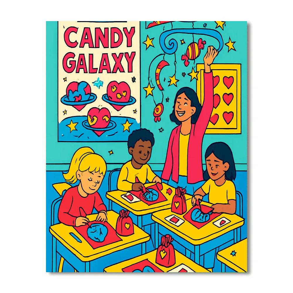 Valentines Day Candy Galaxy Classroom Number painting