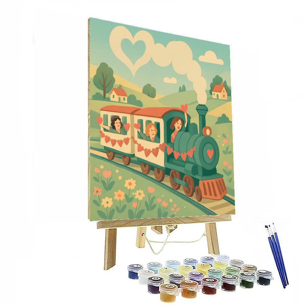 Valentines Day Train Of Paper Hearts Paint by numbers art