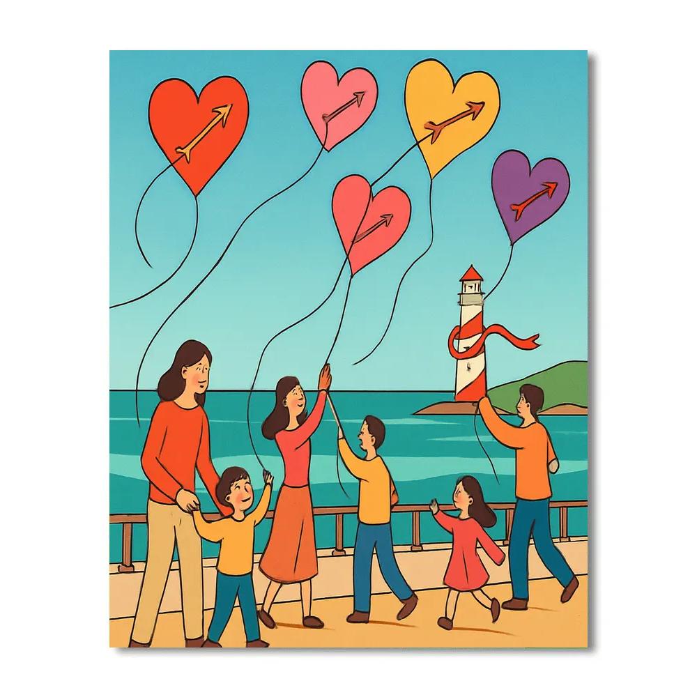Valentines Day Kite Festival Over The Bay Numbered painting kits
