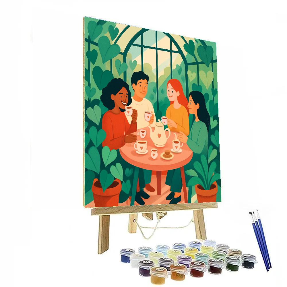 Valentines Day Tea Party In The Greenhouse Number painting