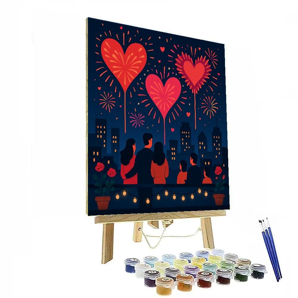 Skyline Fireworks Valentines Day Finale Paint by numbers art