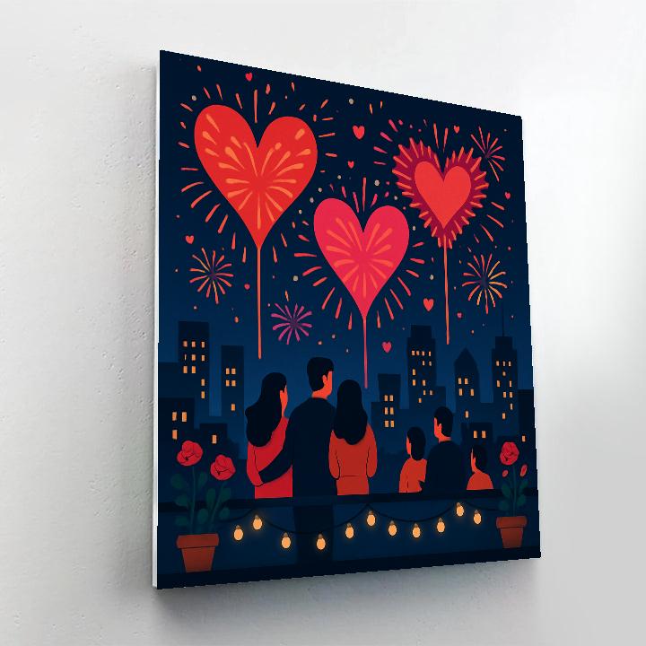 Skyline Fireworks Valentines Day Finale Paint by numbers art