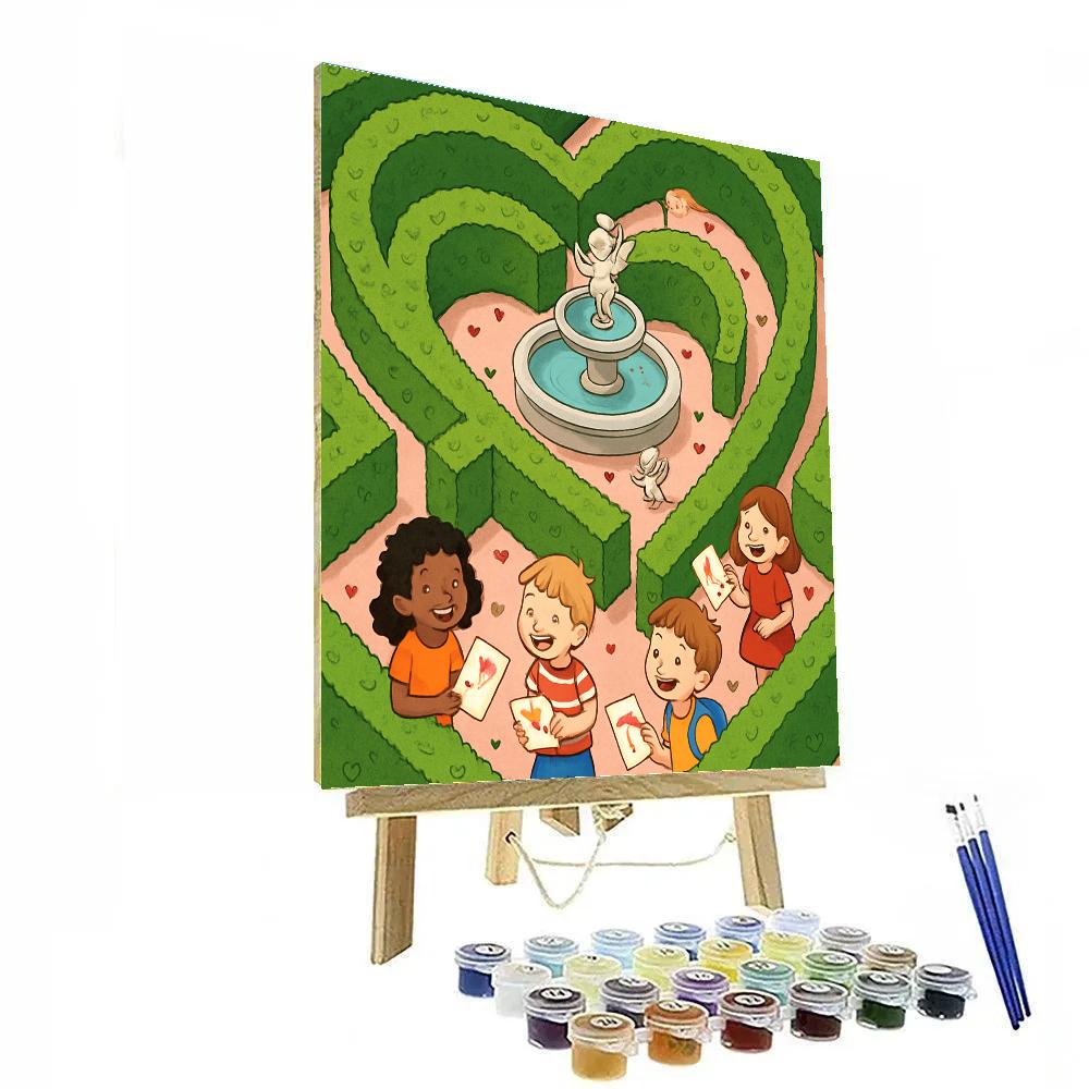 Valentines Day Garden Maze Adventure paint by numbers