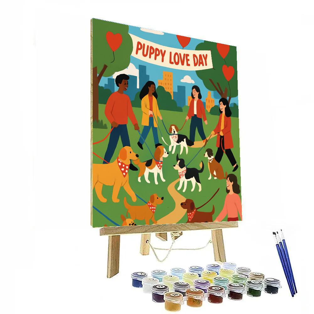 Valentines Day City Park Dog Parade paint by color