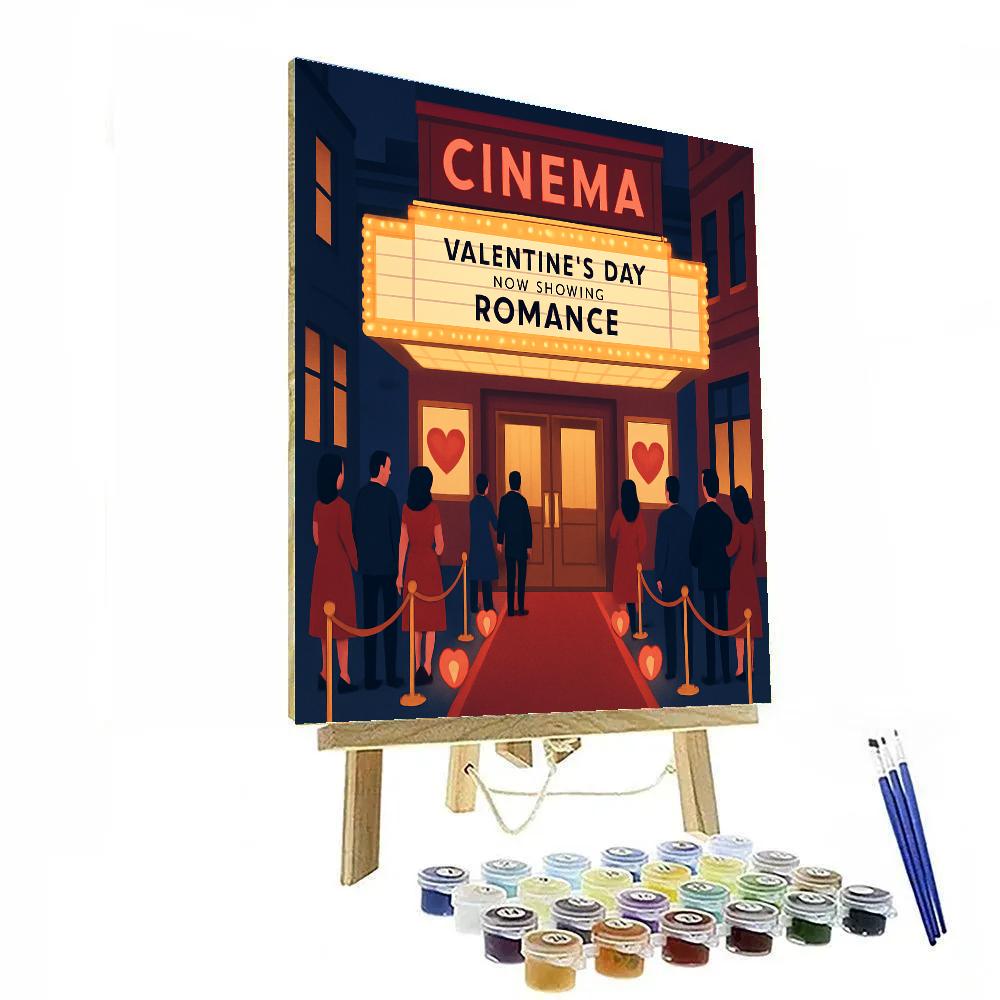 Vintage Cinema Valentines Day Premiere painting number kit