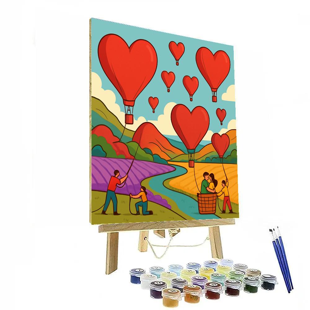Valentines Day Hot Air Balloon Harbor Numbered painting kits
