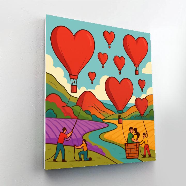 Valentines Day Hot Air Balloon Harbor Numbered painting kits