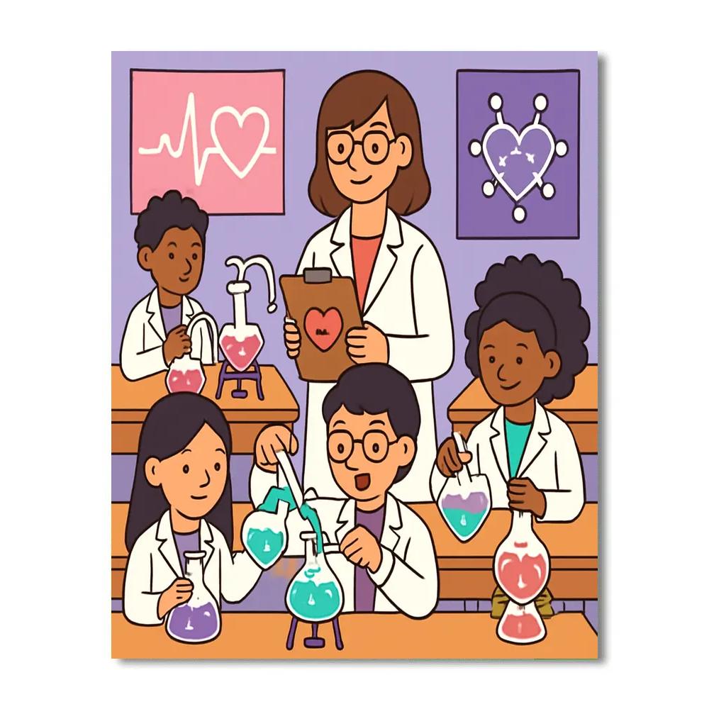 Valentines Day Science Lab Of Hearts painting number kit