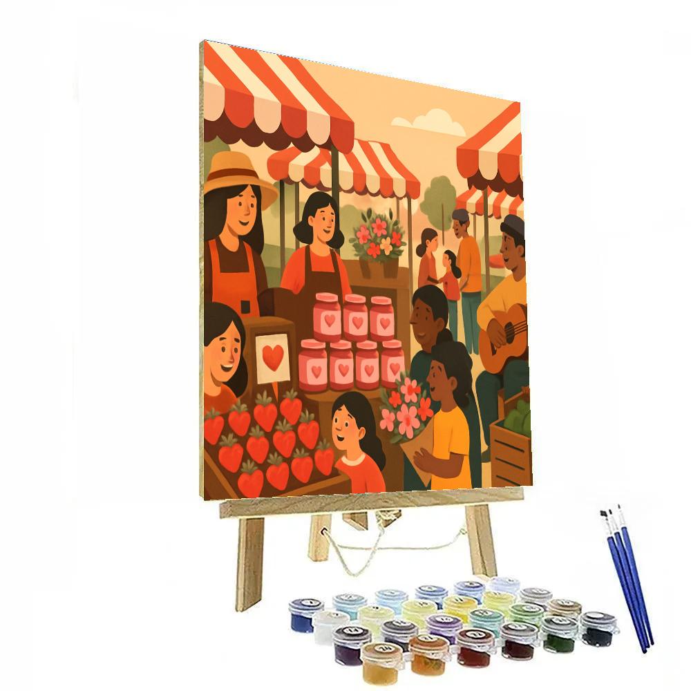 Valentines Day Farmers Market Breakfast painting number kit