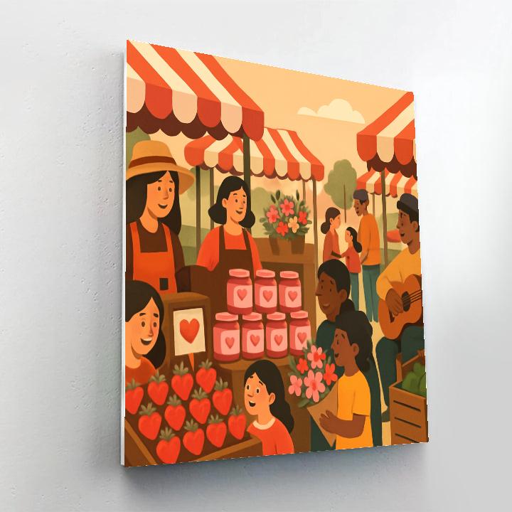 Valentines Day Farmers Market Breakfast painting number kit