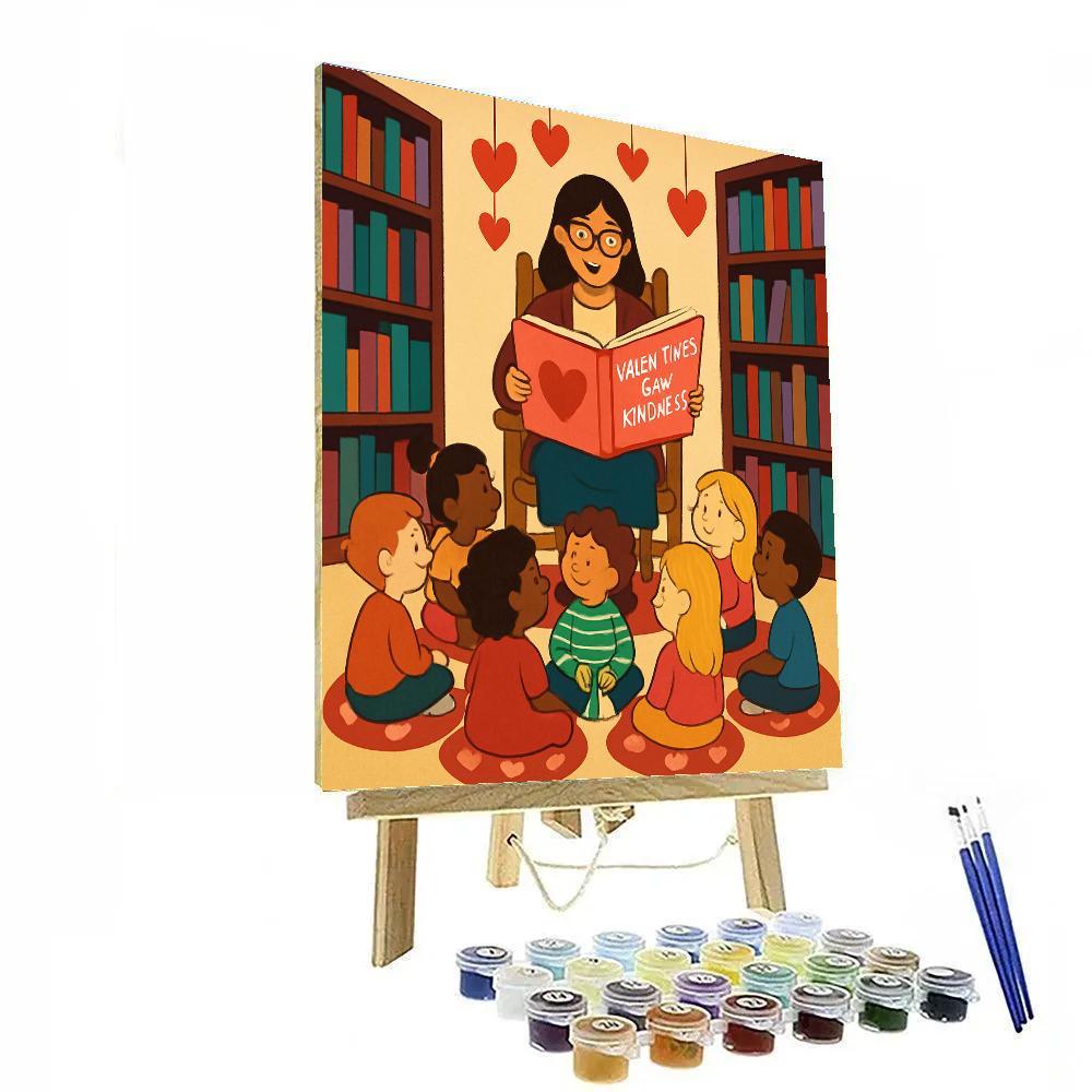 Valentines Day Storytime At The Library Painting by numbers kit