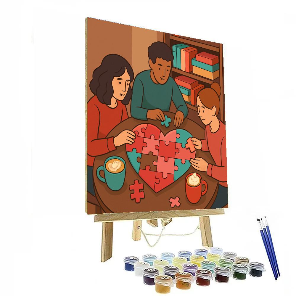 Valentines Day Puzzle Cafe Corner paint by color