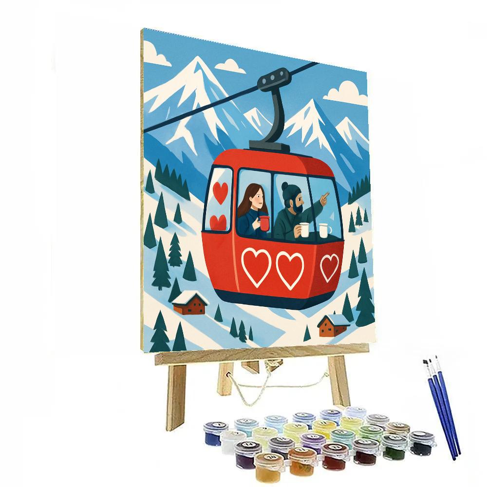 Valentines Day Mountain Cable Car View paint by number