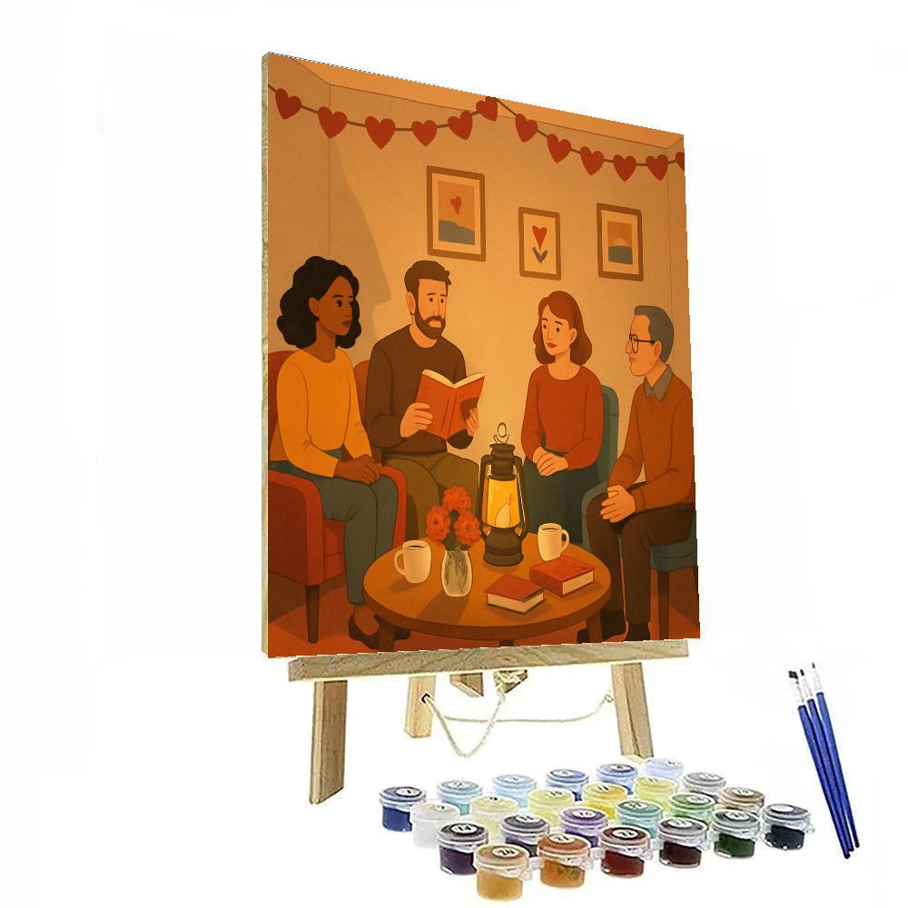 Valentines Day Lantern Lit Book Club Paint by numbers art