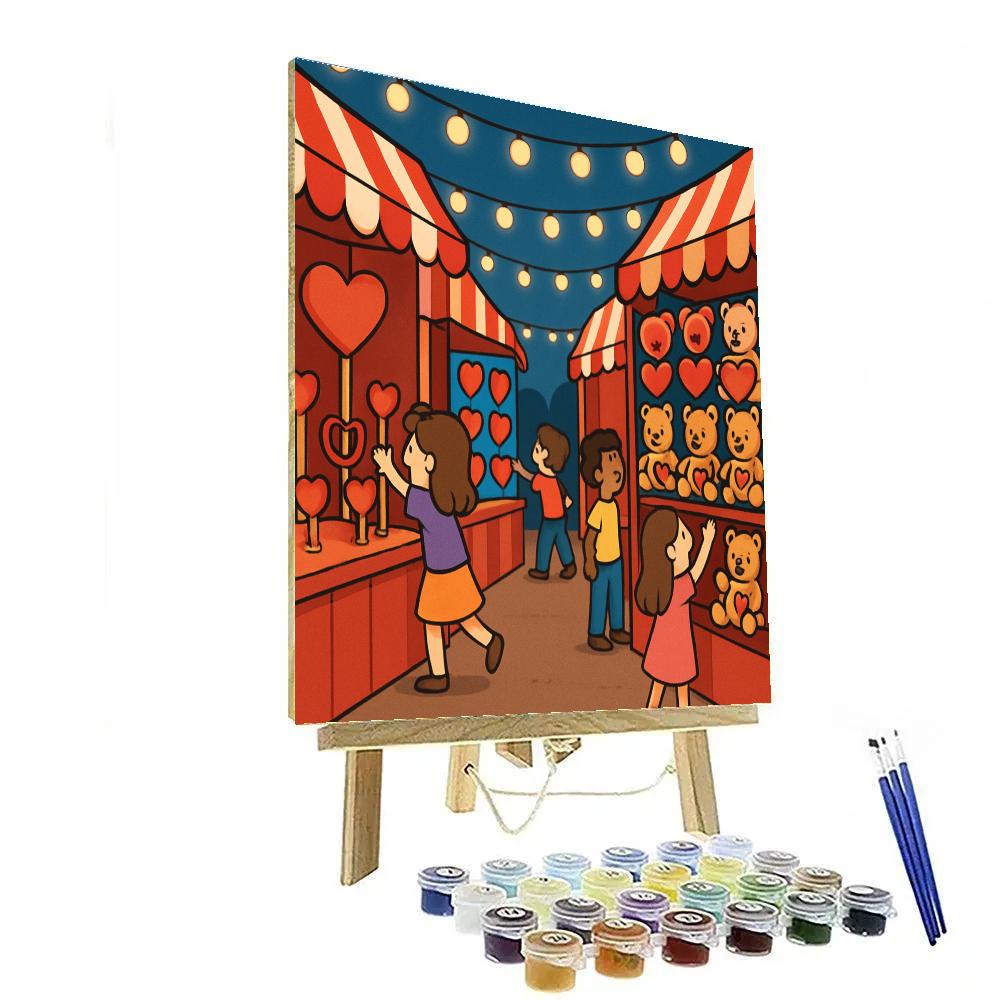 Valentines Day Carnival Game Alley Paint by numbers art