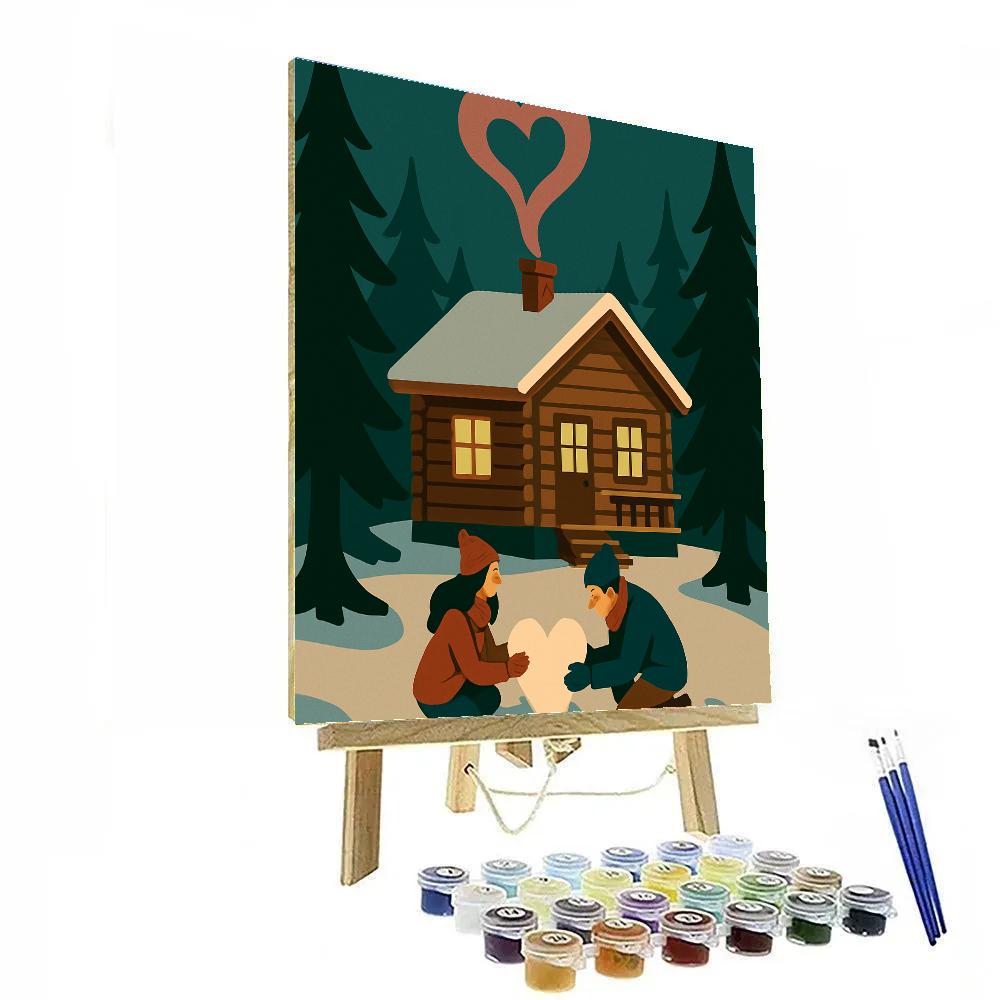 Valentines Day Forest Cabin Retreat Paint by numbers kits