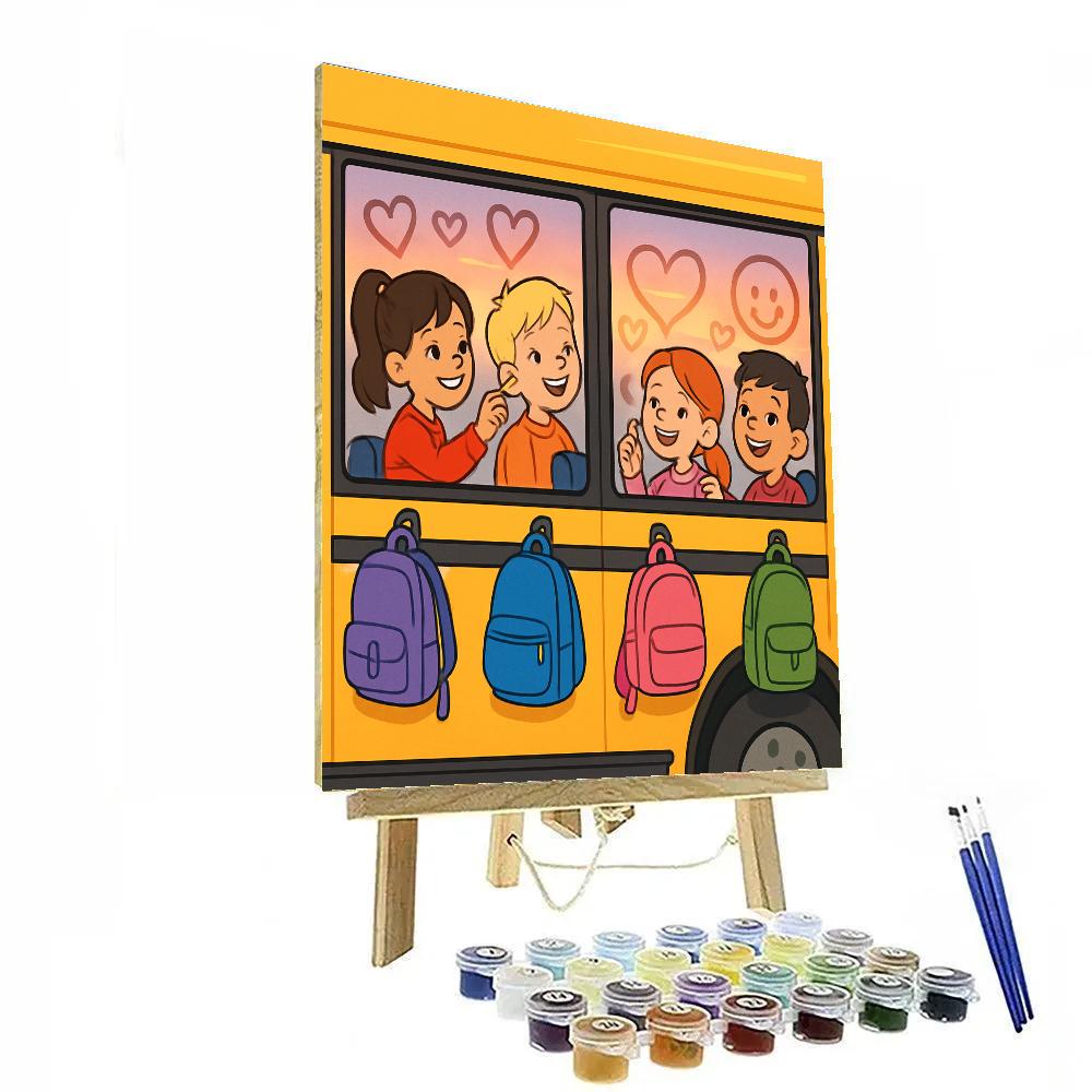 Valentines Day School Bus Window Messages paint by number