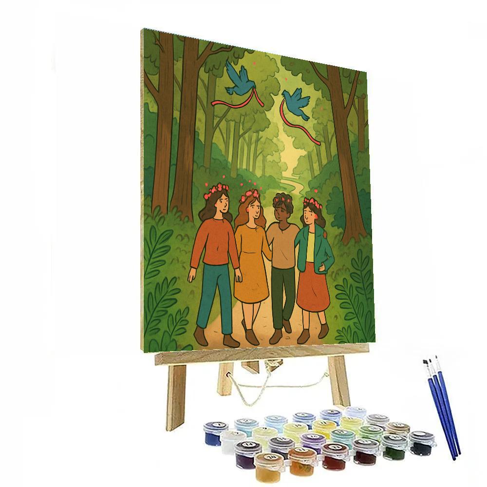 Valentines Day Flower Crown Forest Walk paint by numbers