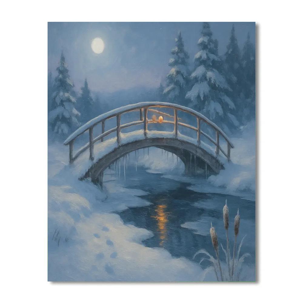 Moonlit Footbridge Over The Silver Run Paint by numbers art