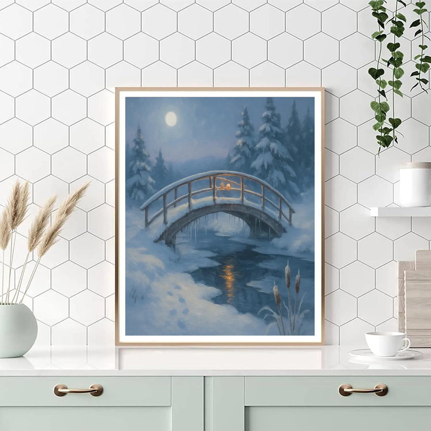 Moonlit Footbridge Over The Silver Run Paint by numbers art
