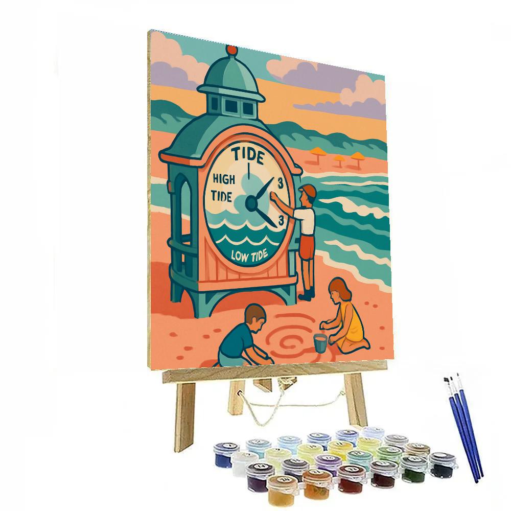 Tide Clock Beach Pavilion Number painting
