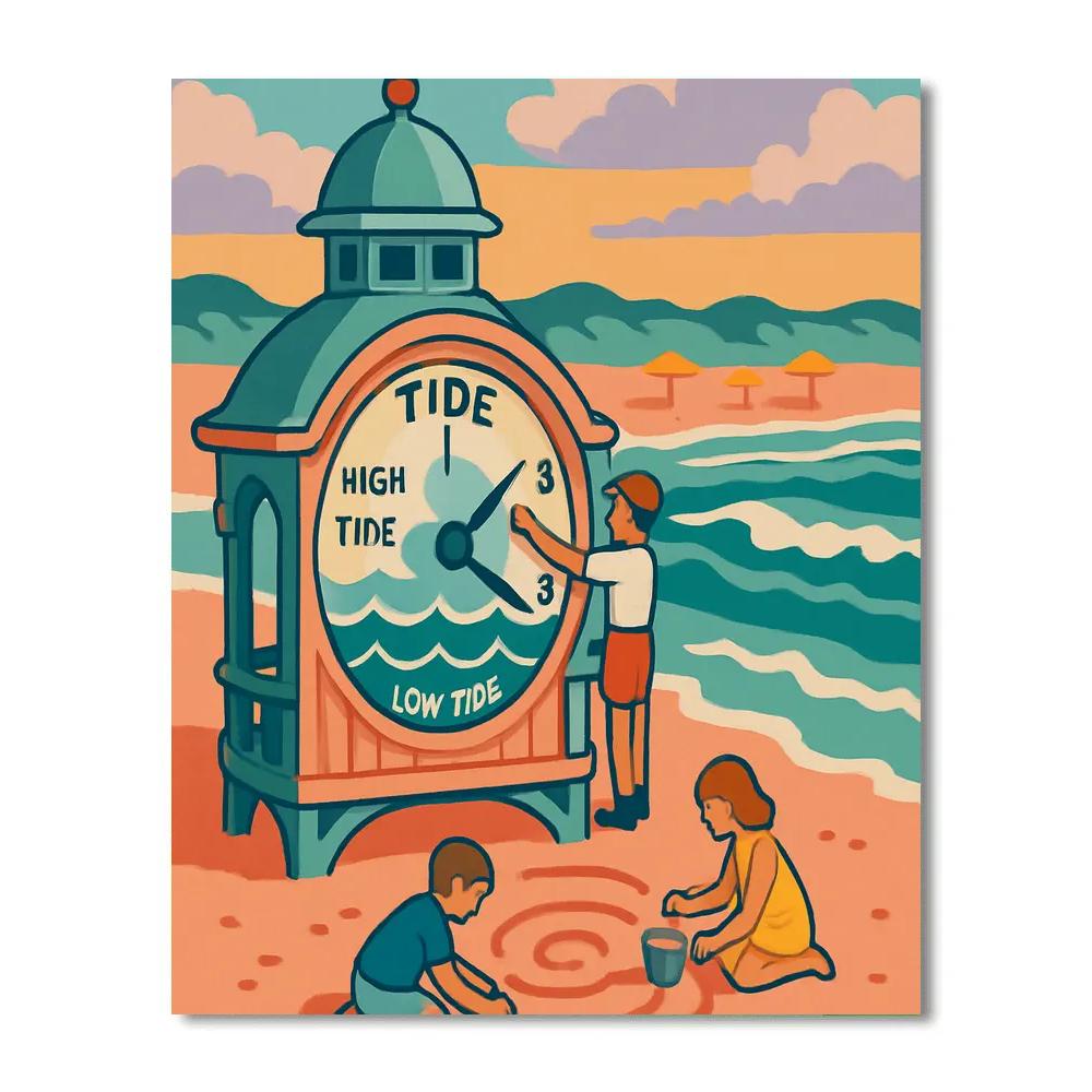 Tide Clock Beach Pavilion Number painting