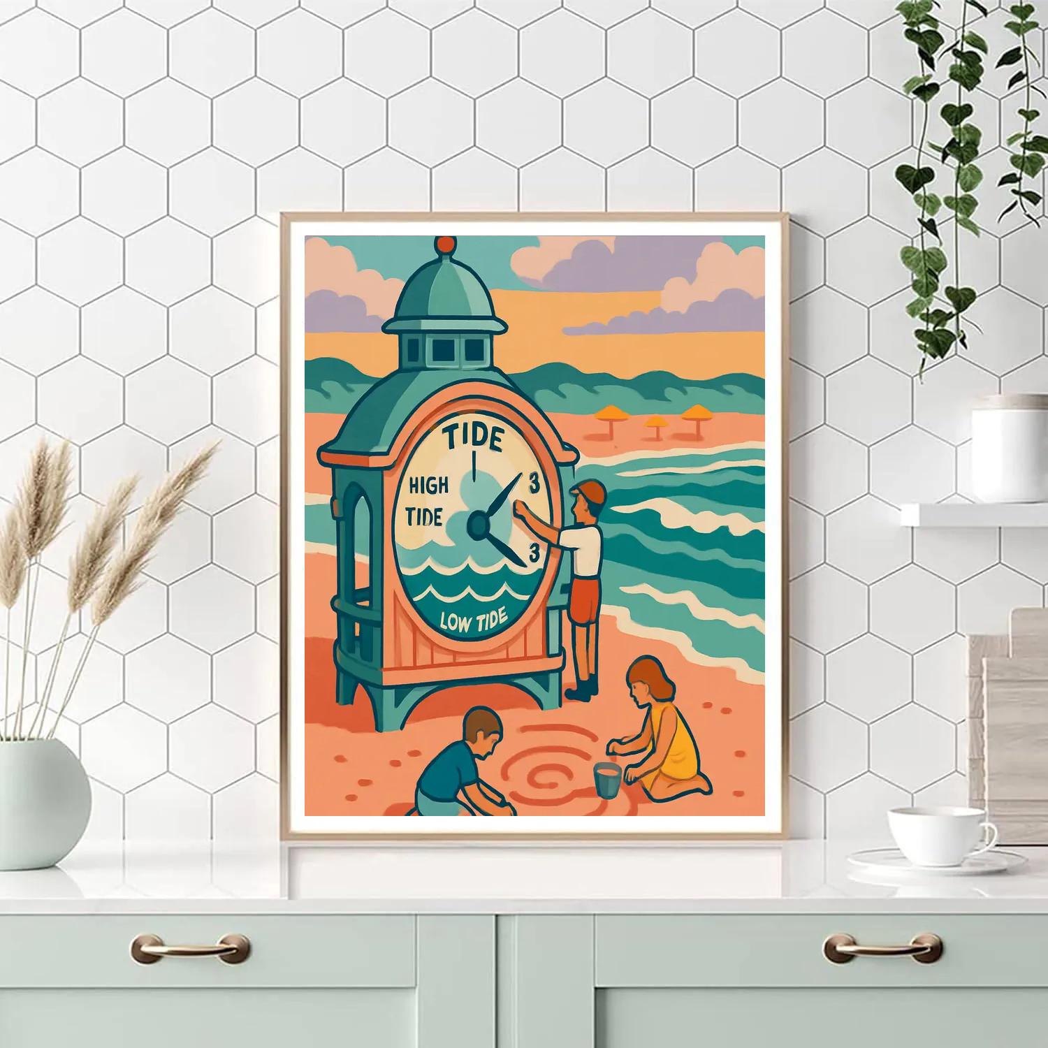 Tide Clock Beach Pavilion Number painting