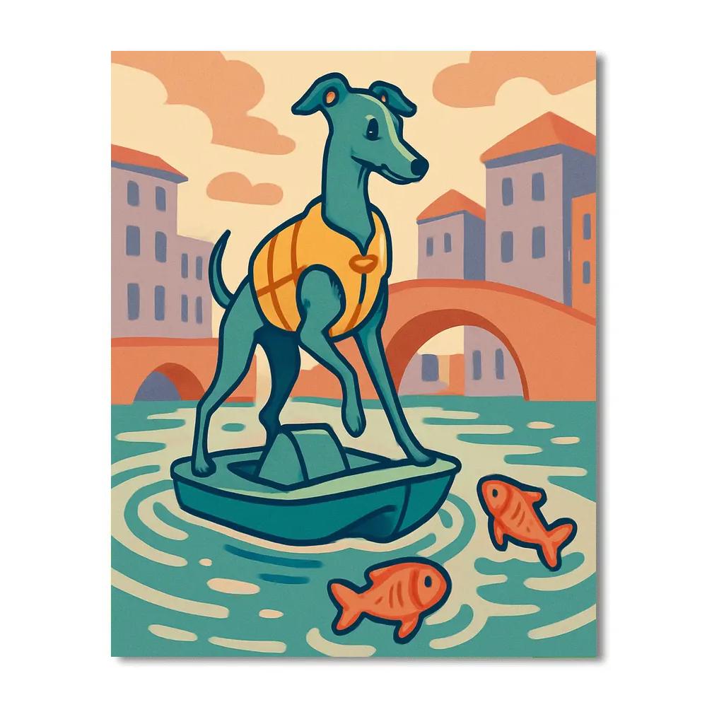 Clockwork Canals With Dog Companion paint by numbers