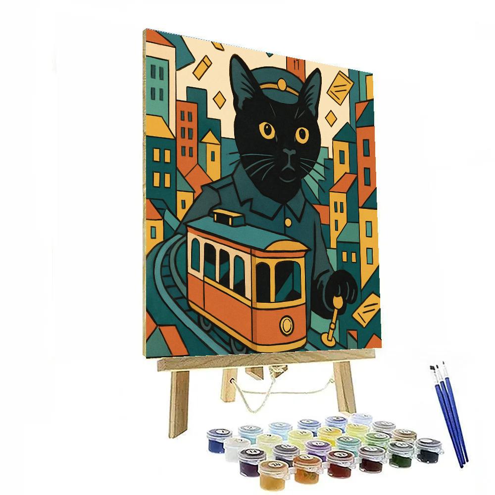 Kaleidoscope Cat Tram Conductor DIY paint by numbers