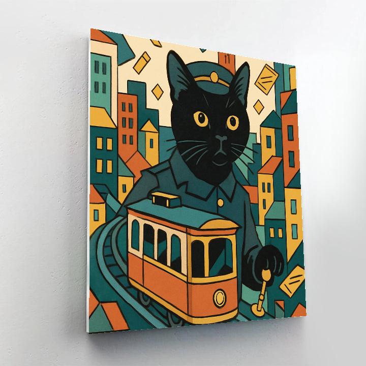 Kaleidoscope Cat Tram Conductor DIY paint by numbers