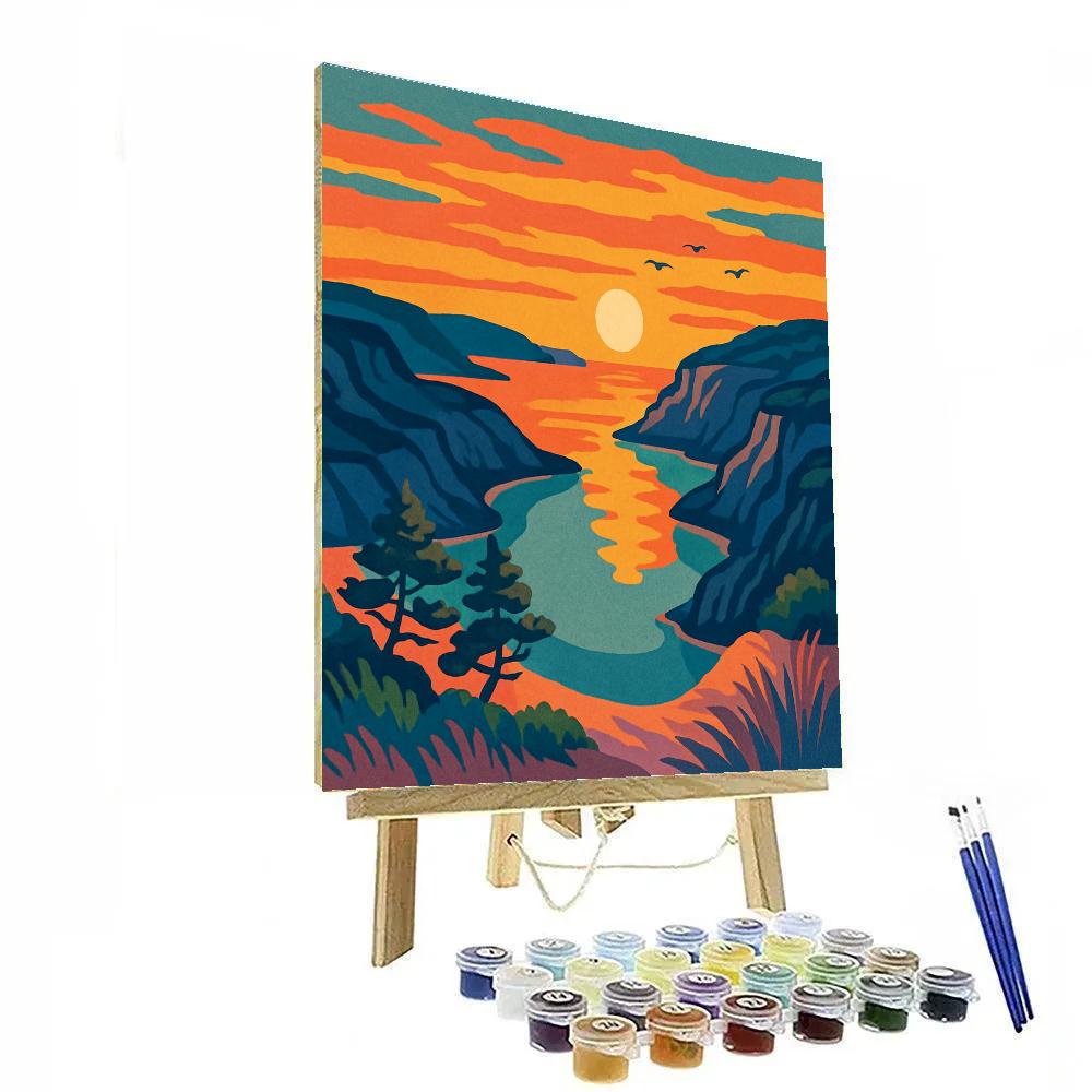 Tideglass Cliffs In Landscape Glow Number painting