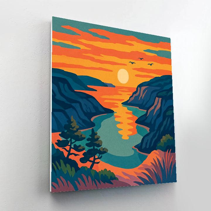 Tideglass Cliffs In Landscape Glow Number painting