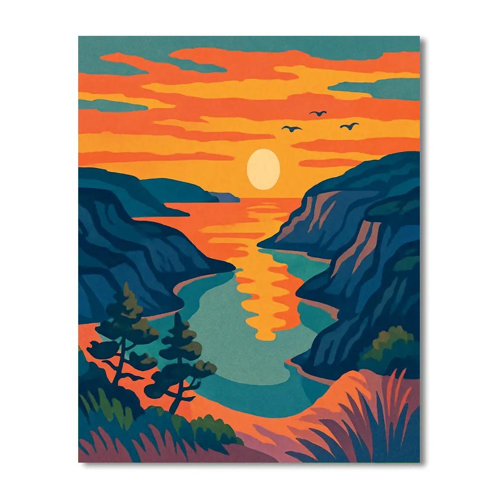 Tideglass Cliffs In Landscape Glow Number painting