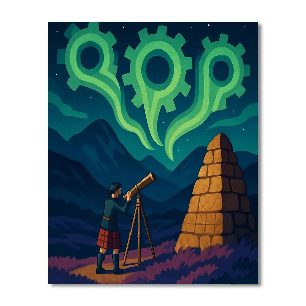 Clockwork Aurora Over Scotland DIY paint by numbers