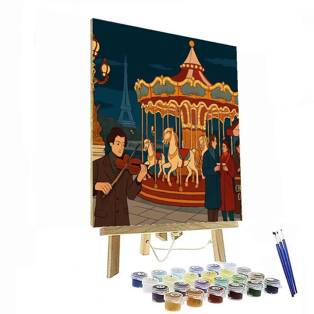 Midnight Carousel Paris Poster paint by color