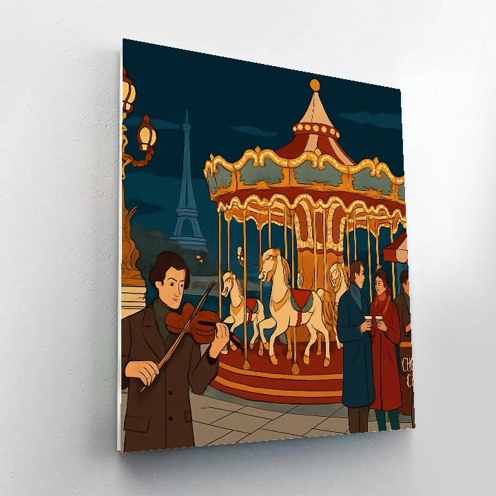 Midnight Carousel Paris Poster paint by color