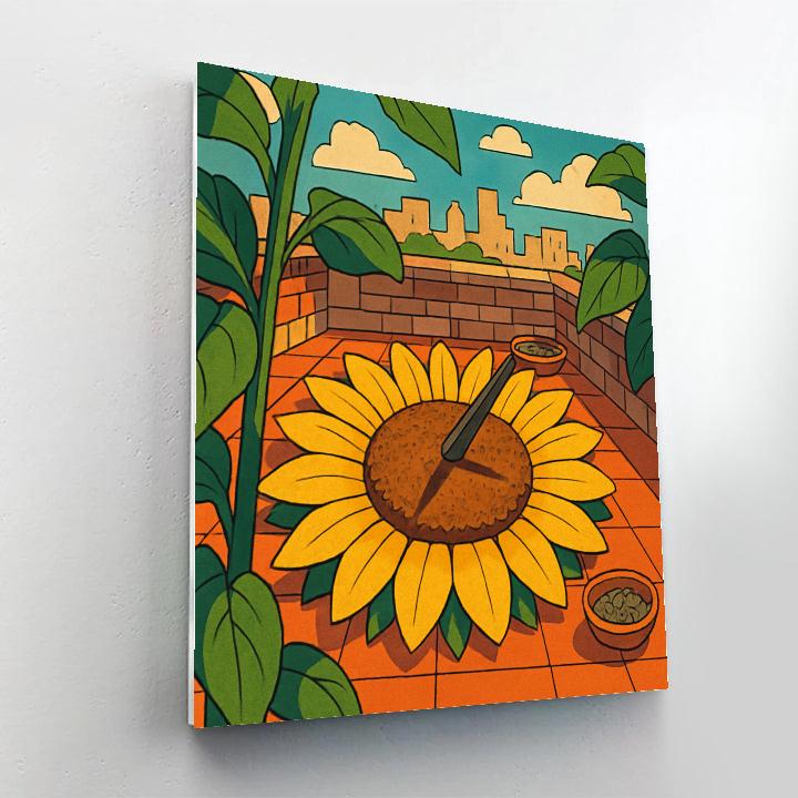 Clockwork Terrace With Sunflower Sundial paint by numbers