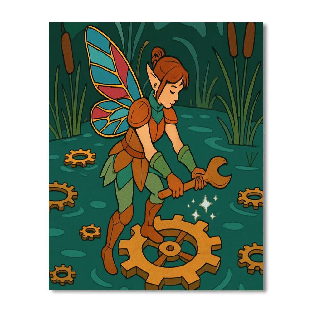 Clockwork Lilypad Fairy paint by number