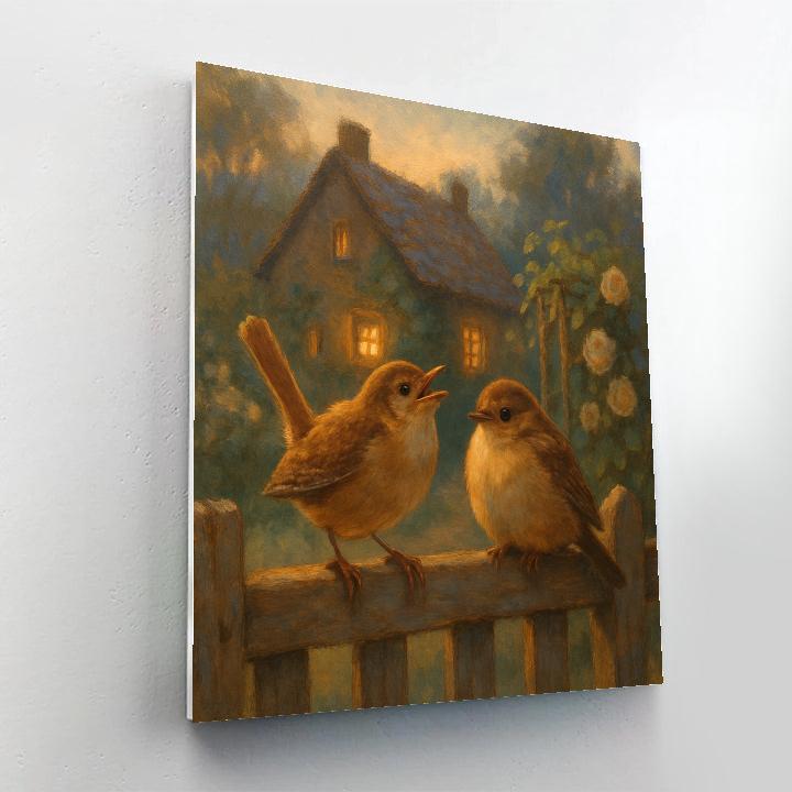 Lantern Light Wrens On The Cottage Gate paint by numbers